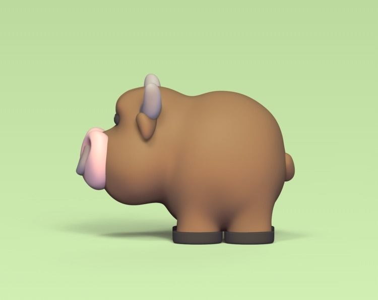 Cartoon Bull 3D print model_2