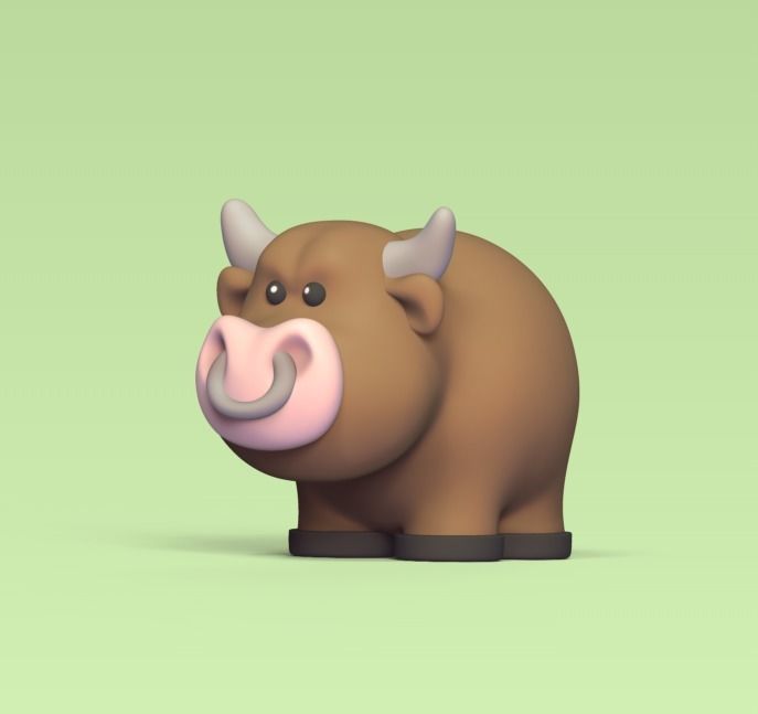 Cartoon Bull 3D print model_1