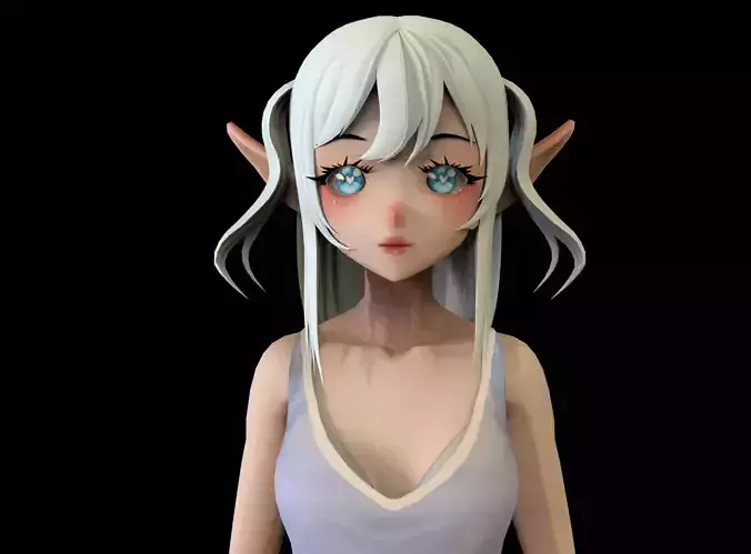 game ready Low Poly Anime Character 5 Low-poly 3D model