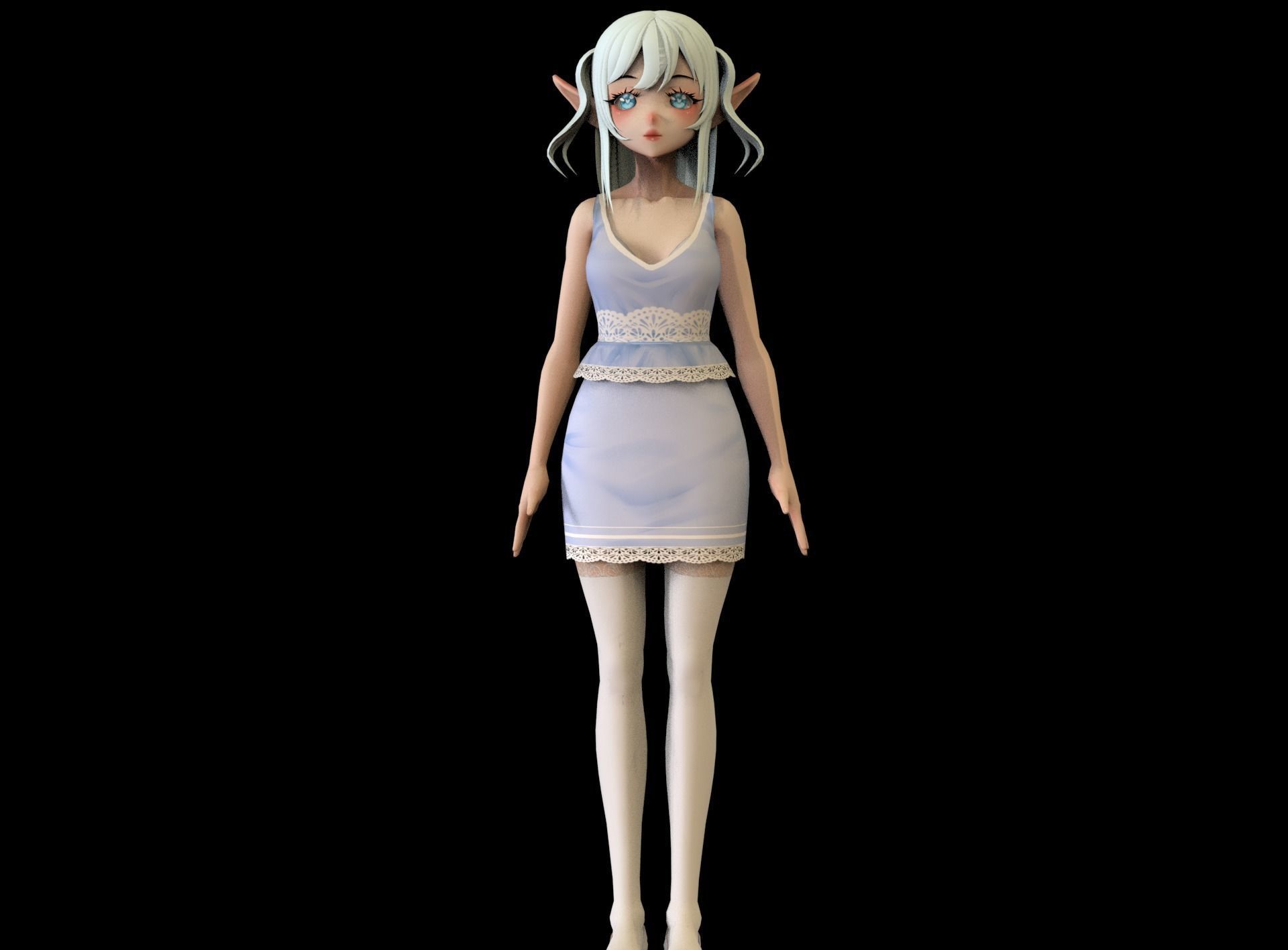 game ready Low Poly Anime Character 5 Low-poly 3D model_1