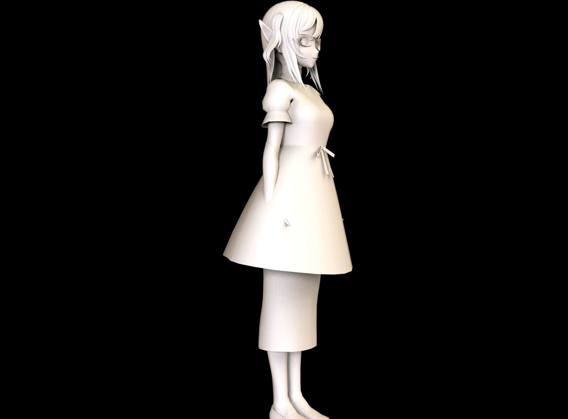 game ready Low Poly Anime Character 5 Low-poly 3D model_7