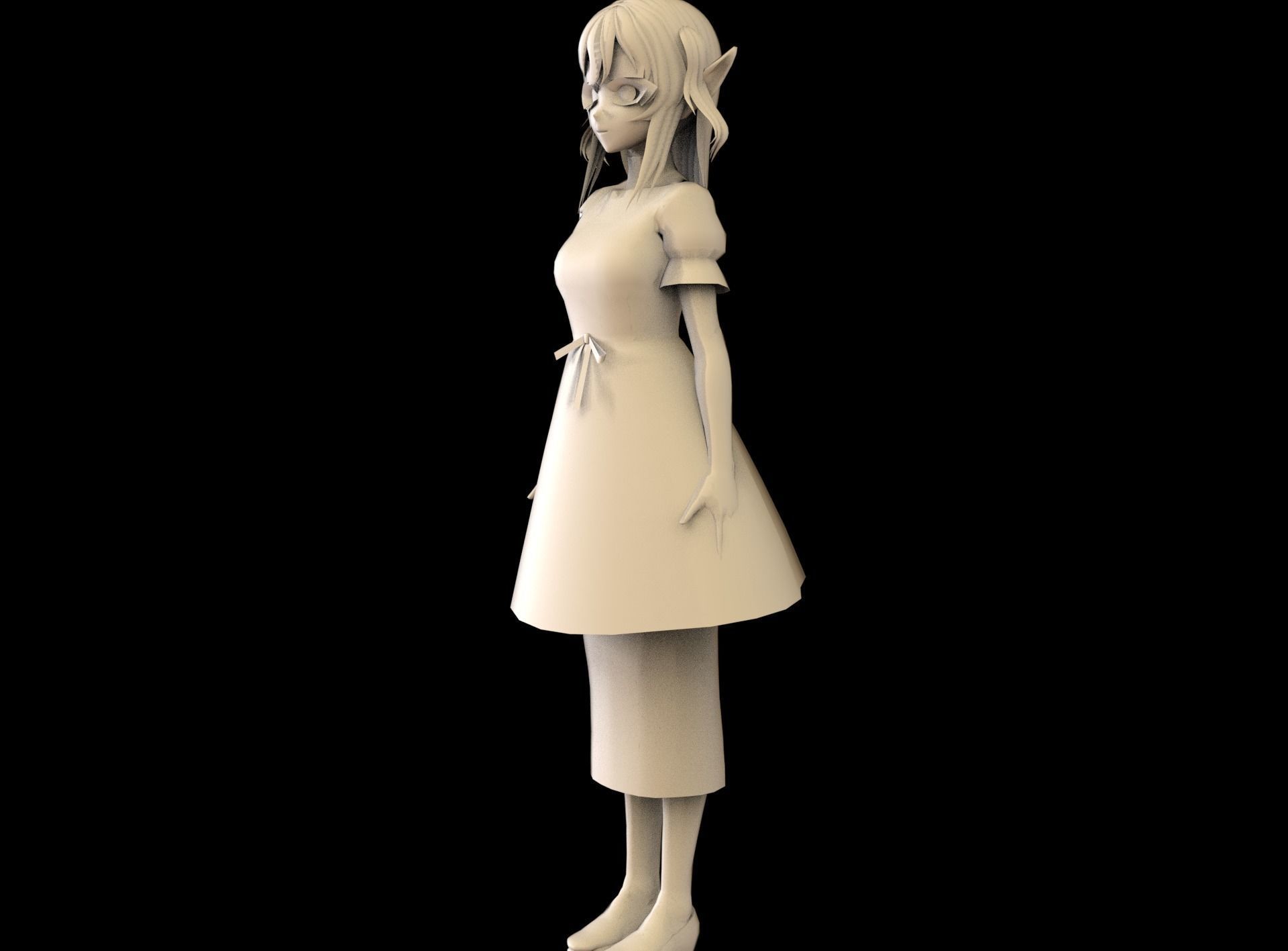 game ready Low Poly Anime Character 5 Low-poly 3D model_9