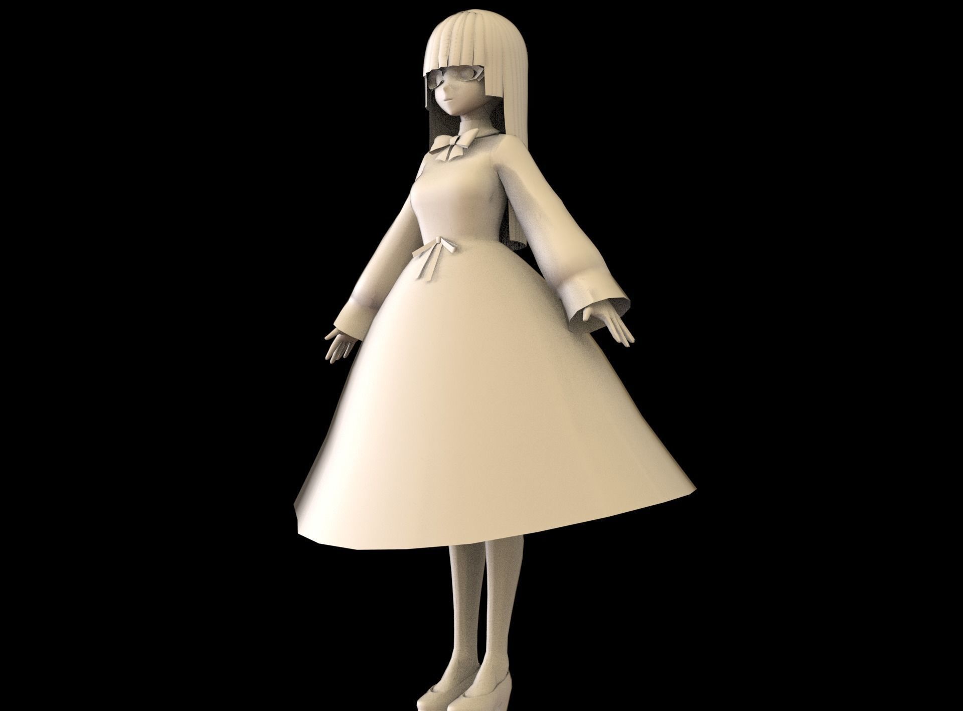 game ready Low Poly Anime Character 7 Low-poly 3D model_9