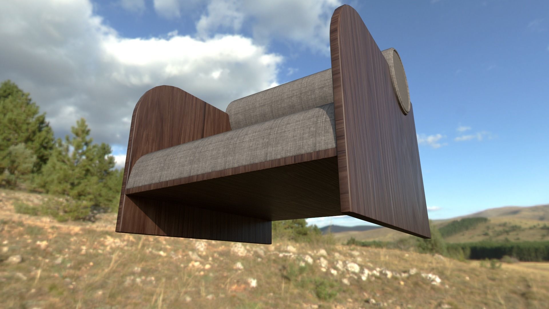 Sofa chair  Low-poly 3D model_2