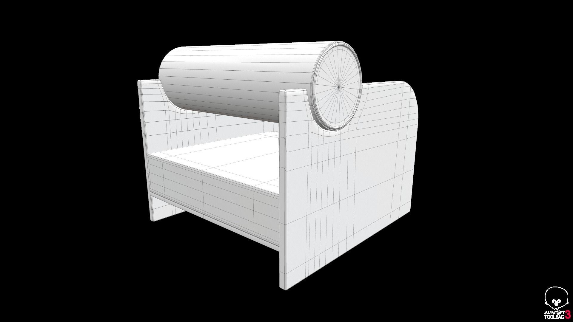 Sofa chair  Low-poly 3D model_14