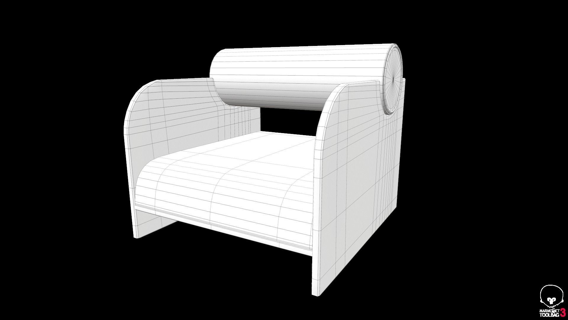 Sofa chair  Low-poly 3D model_13