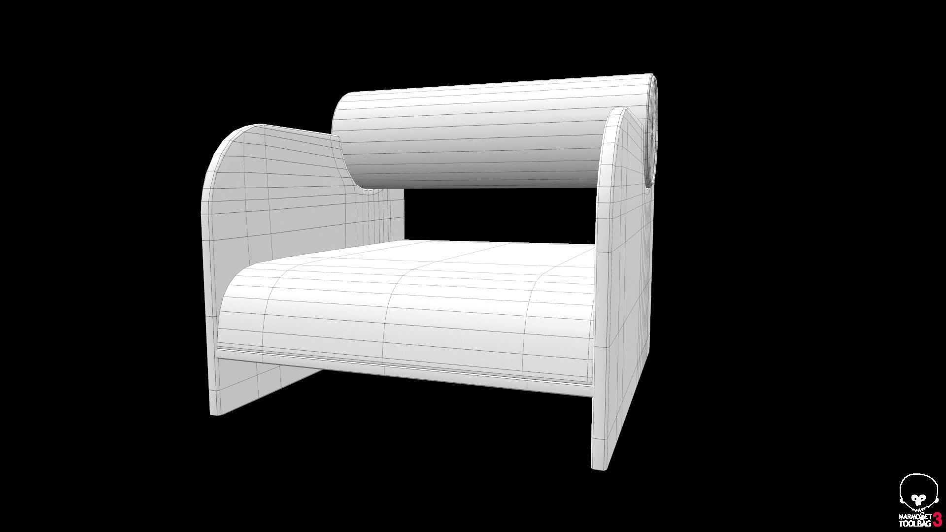 Sofa chair  Low-poly 3D model_6