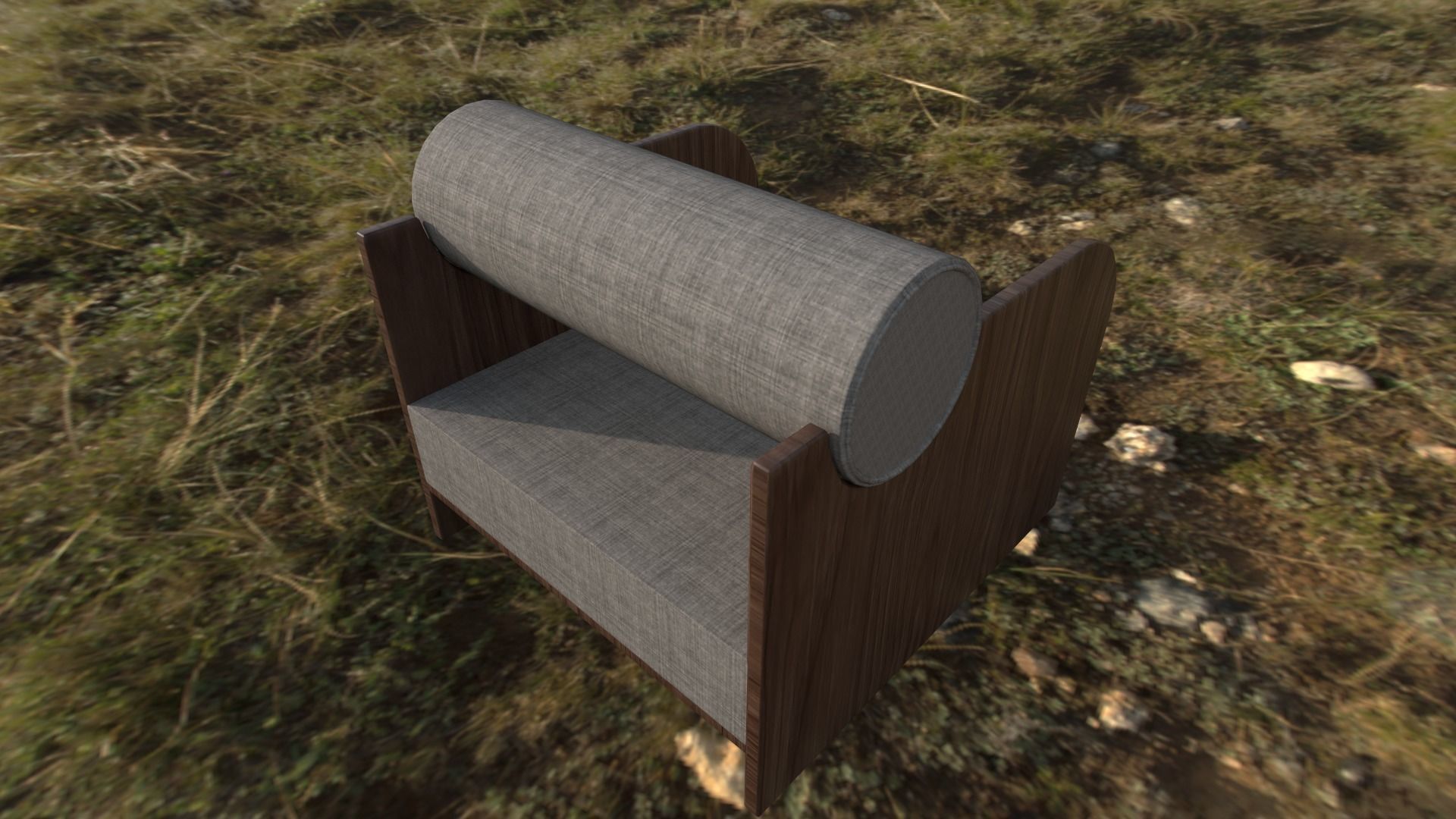 Sofa chair  Low-poly 3D model_5