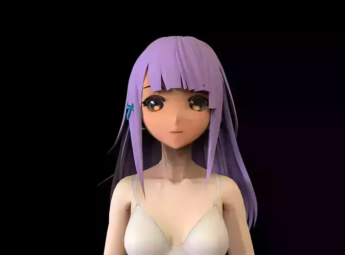 game ready Low Poly Anime Character 8 Low-poly 3D model
