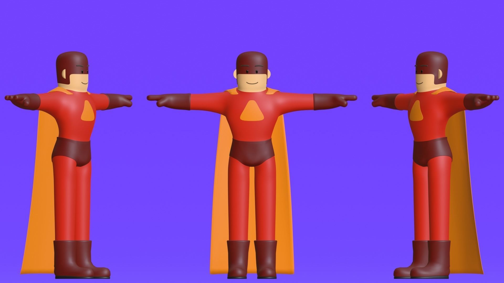 Minimal Superhero 3D Cartoon Character 3D model_7