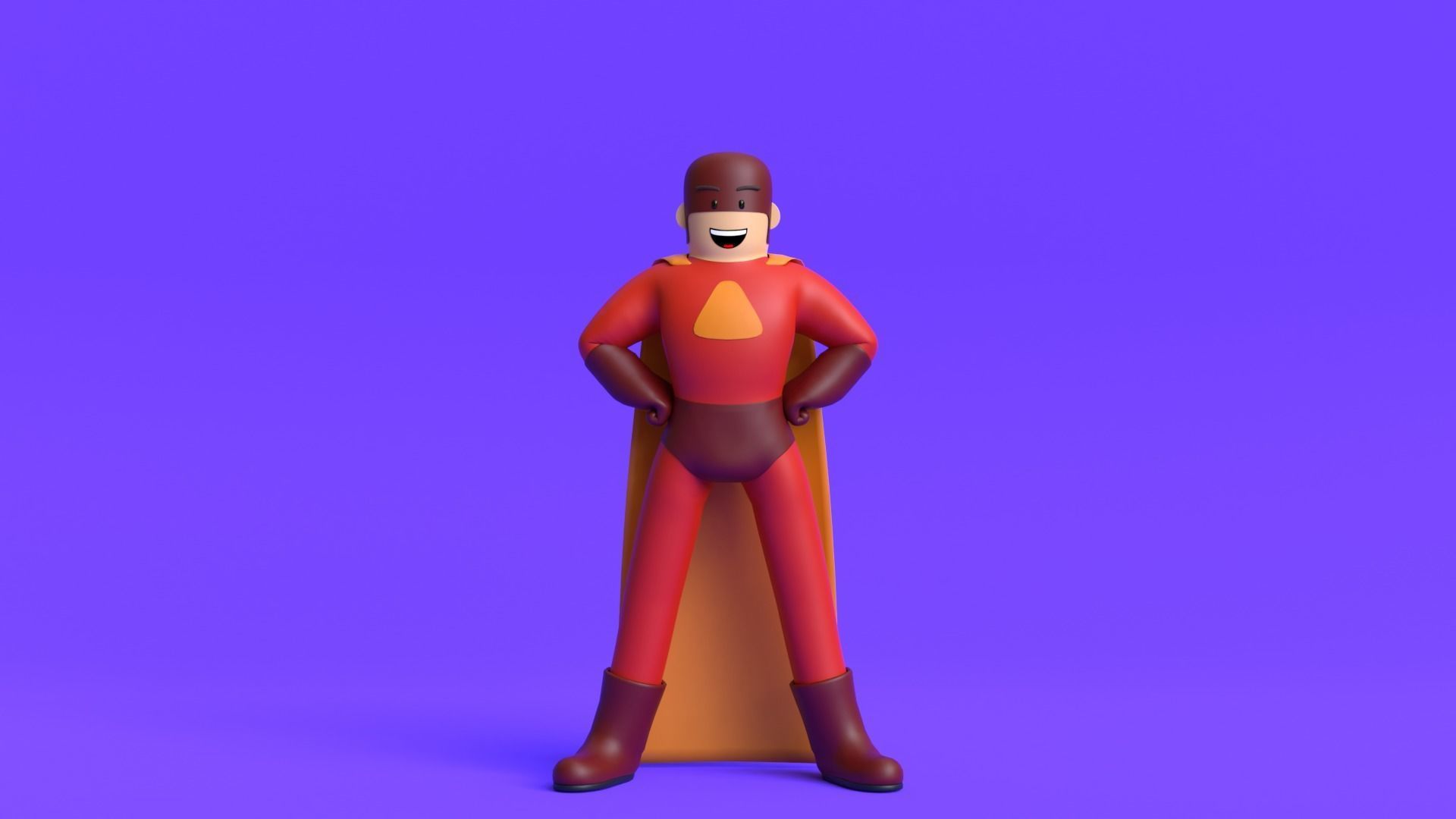 Minimal Superhero 3D Cartoon Character 3D model_2