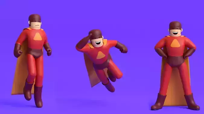 Minimal Superhero 3D Cartoon Character