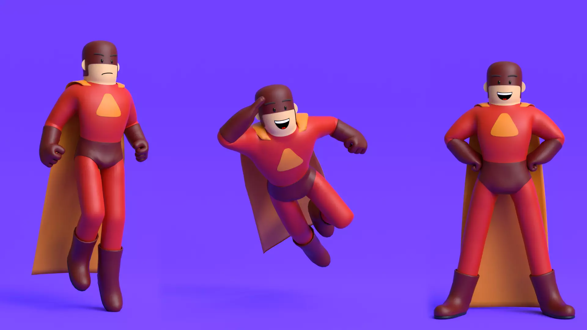 Minimal Superhero 3D Cartoon Character 3D model_0