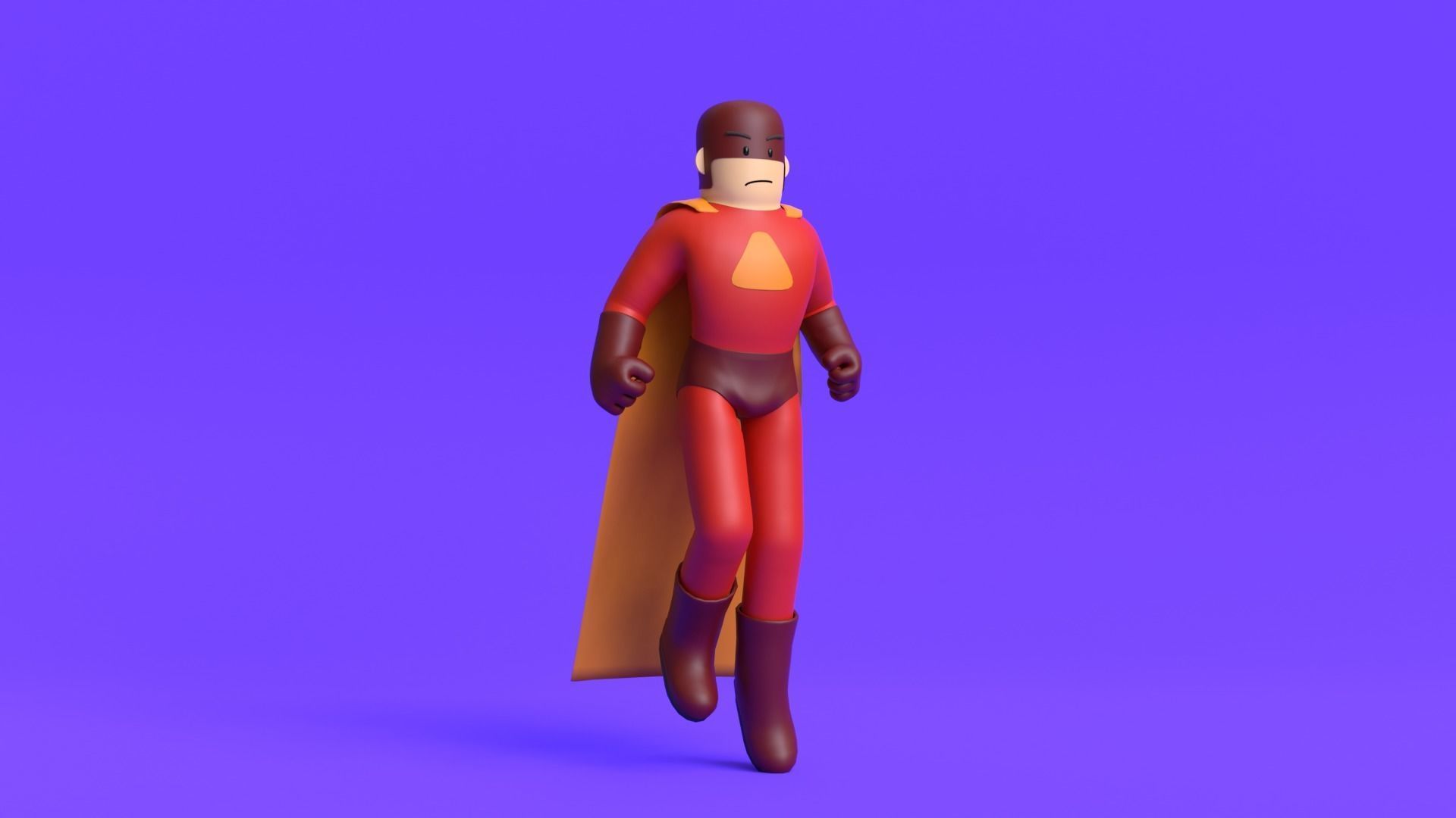 Minimal Superhero 3D Cartoon Character 3D model_3