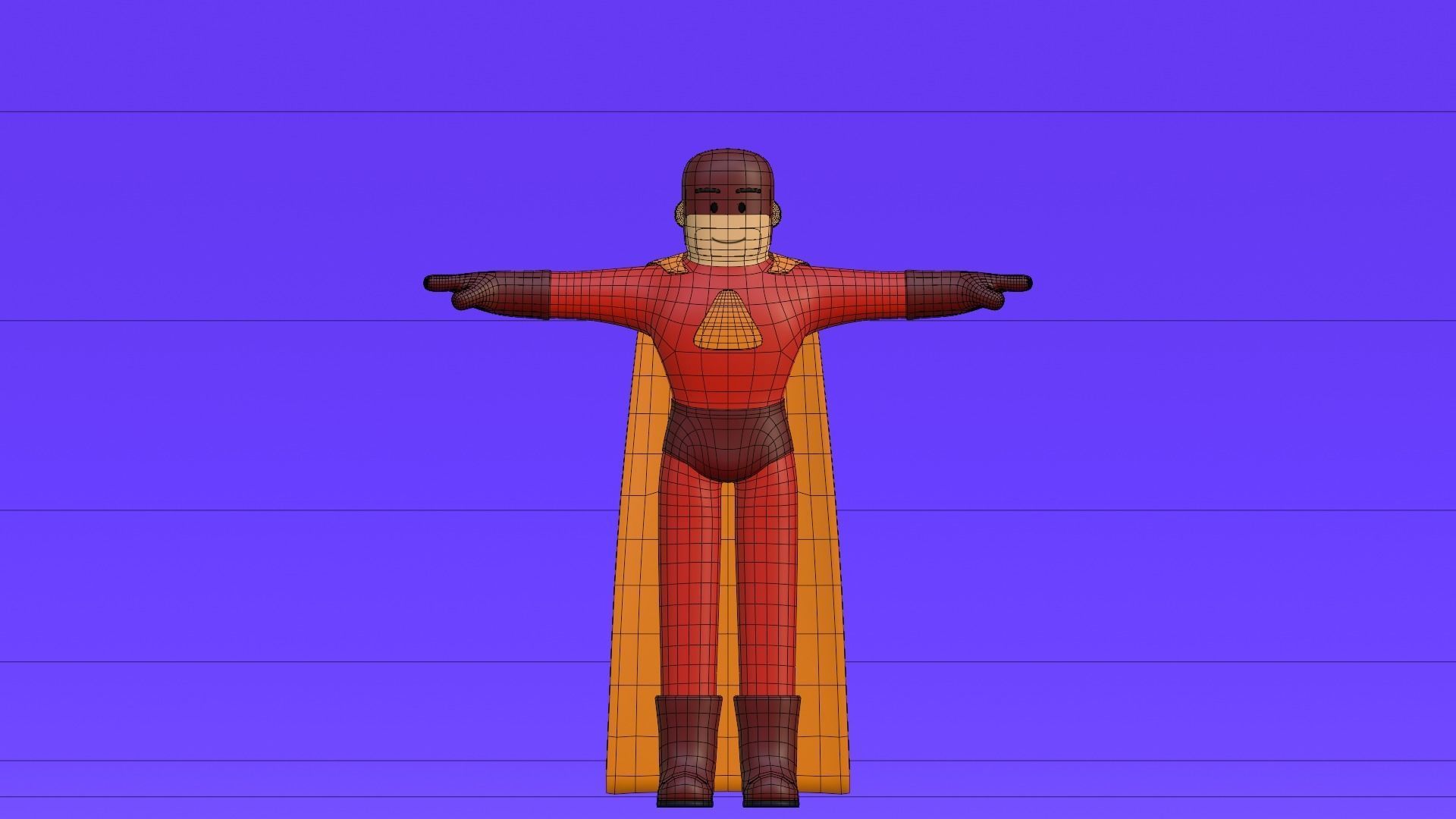 Minimal Superhero 3D Cartoon Character 3D model_26