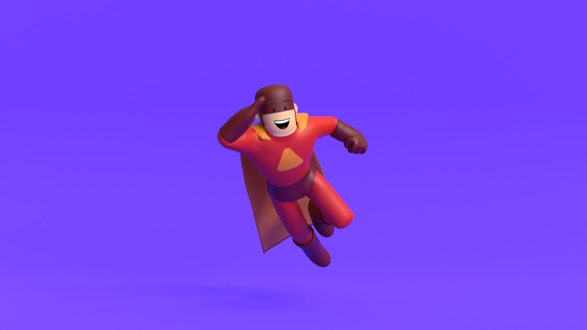 Minimal Superhero 3D Cartoon Character 3D model_4