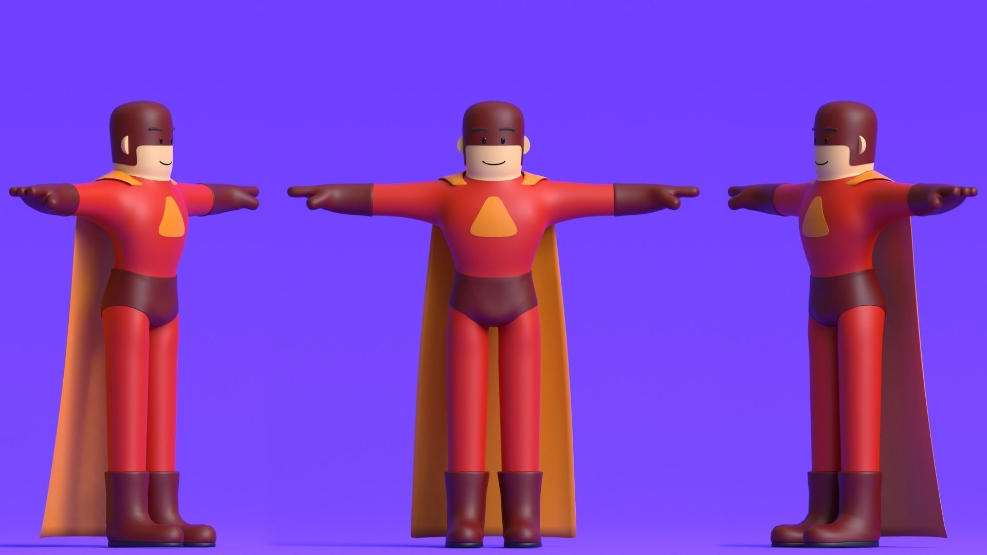 Minimal Superhero 3D Cartoon Character 3D model_6