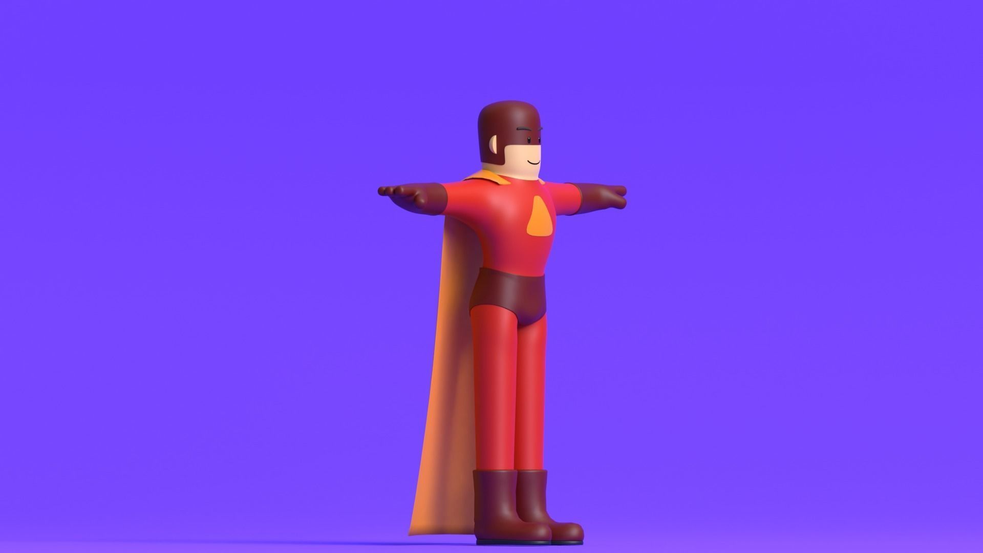 Minimal Superhero 3D Cartoon Character 3D model_30