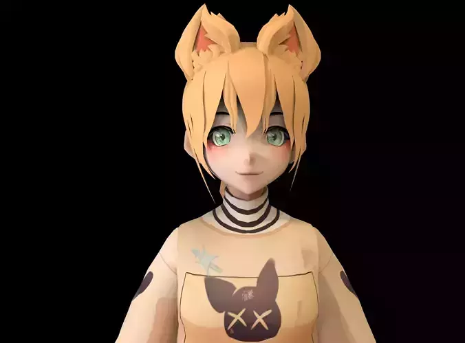 game ready Low Poly Anime Character 9 Low-poly 3D model