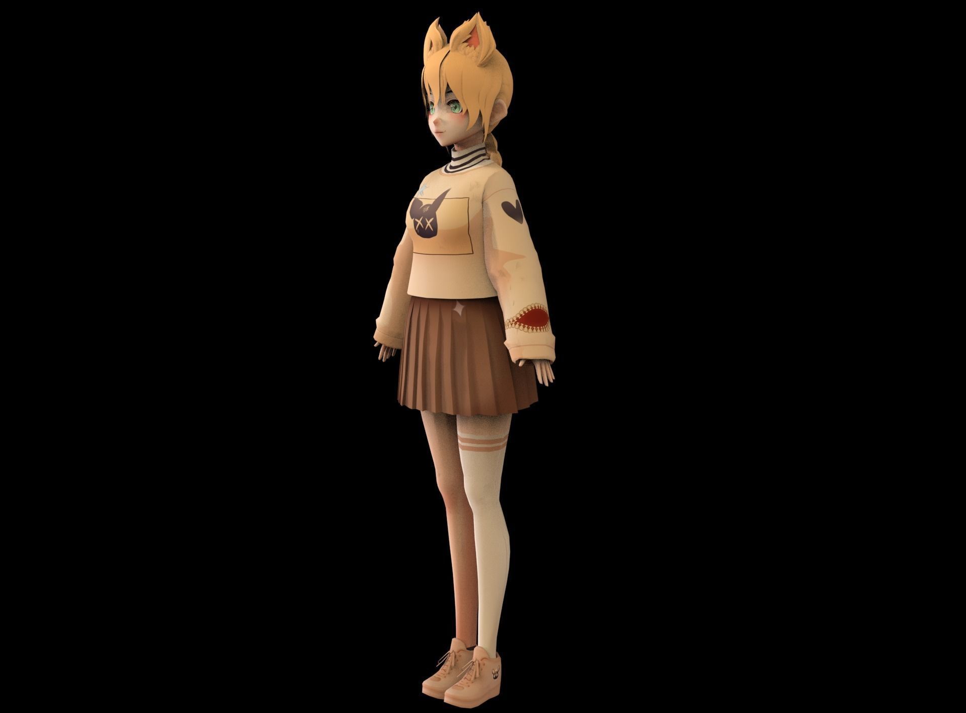 game ready Low Poly Anime Character 9 Low-poly 3D model_5