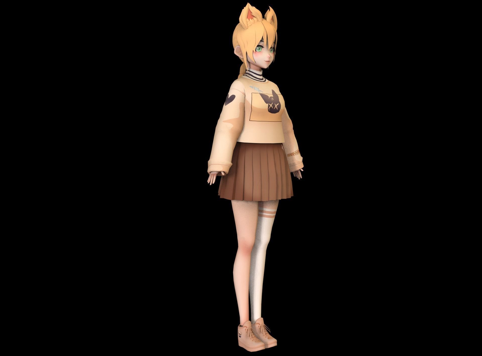 game ready Low Poly Anime Character 9 Low-poly 3D model_2