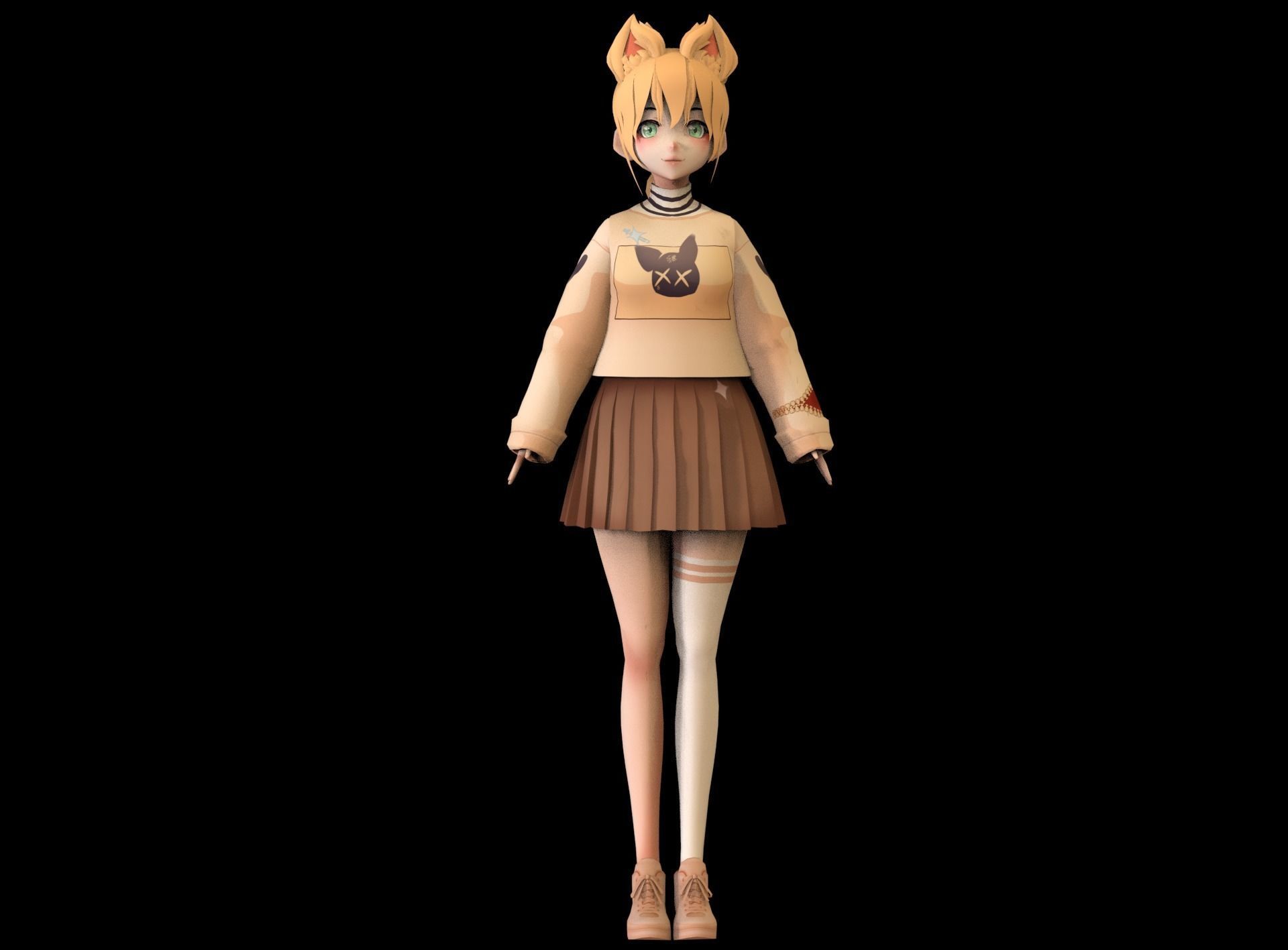 game ready Low Poly Anime Character 9 Low-poly 3D model_1