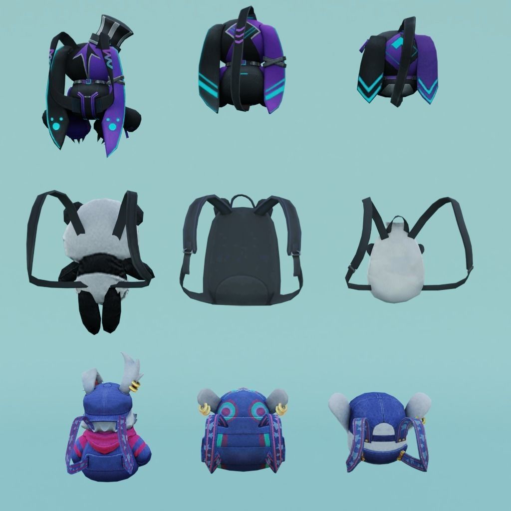 bag 9x Bunny Sidekick Dacning Panda Tophat Bunny 3D model_1