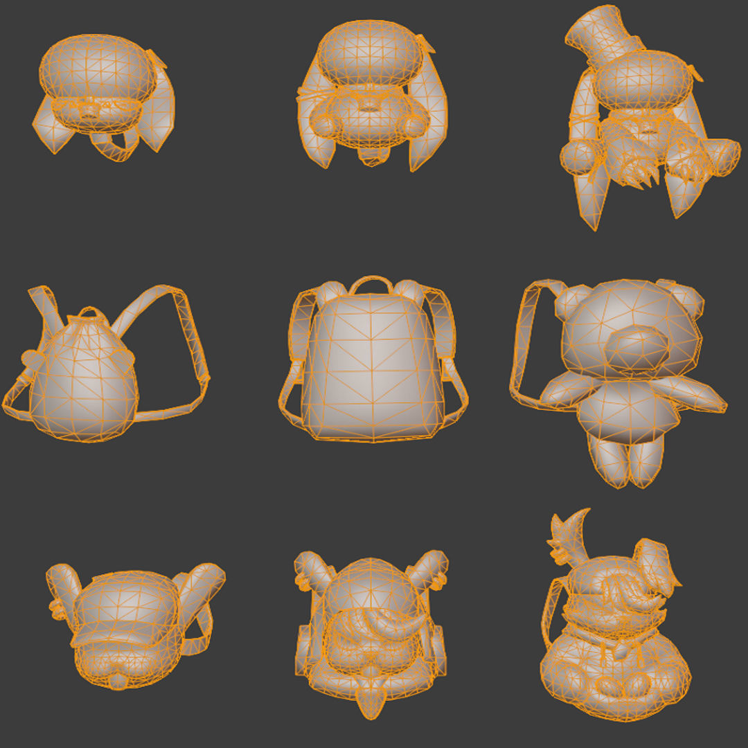 bag 9x Bunny Sidekick Dacning Panda Tophat Bunny 3D model_4