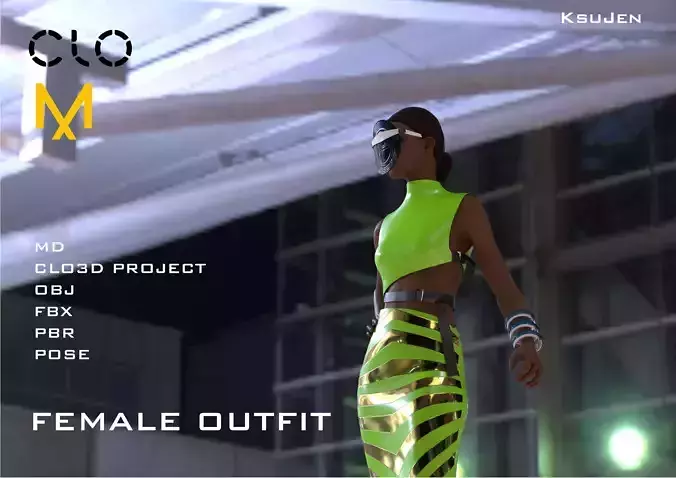 Futuristic Female Outfit  PBR Game Ready 