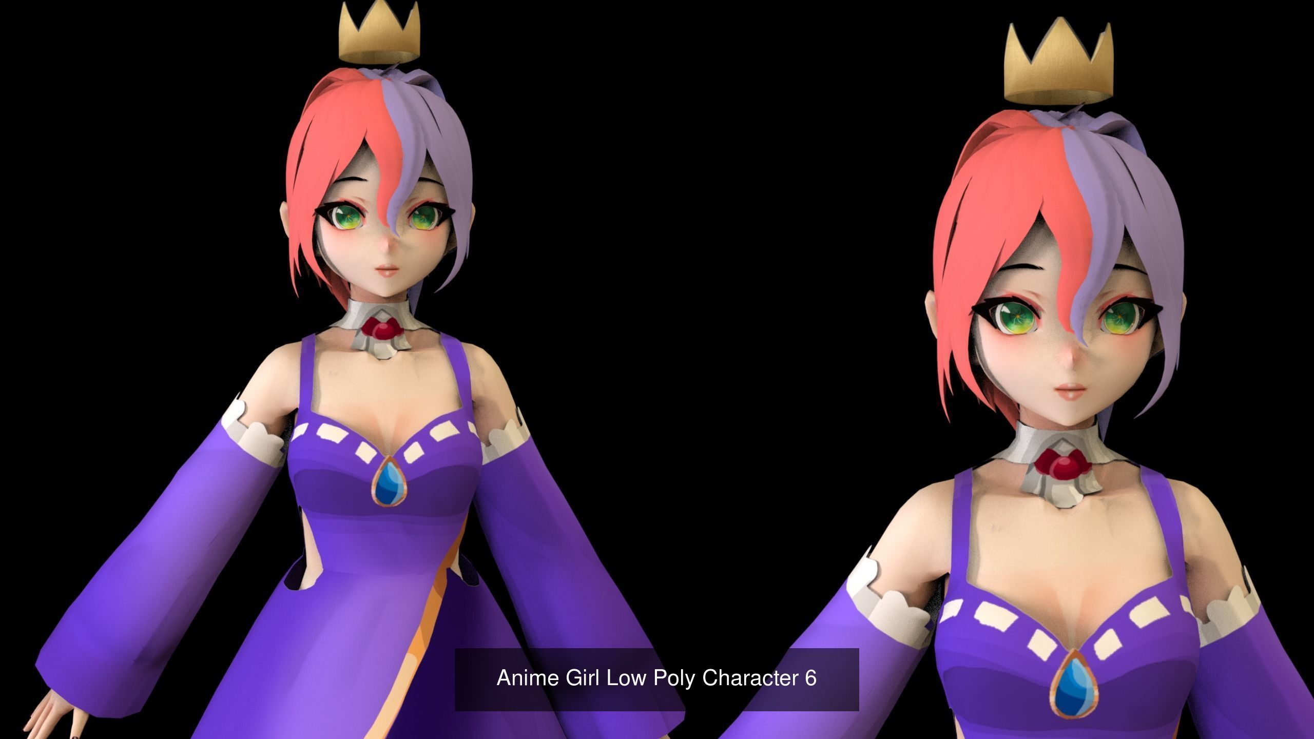 13 Anime Low Poly Characters GIGAPack 3D Model Collection_3