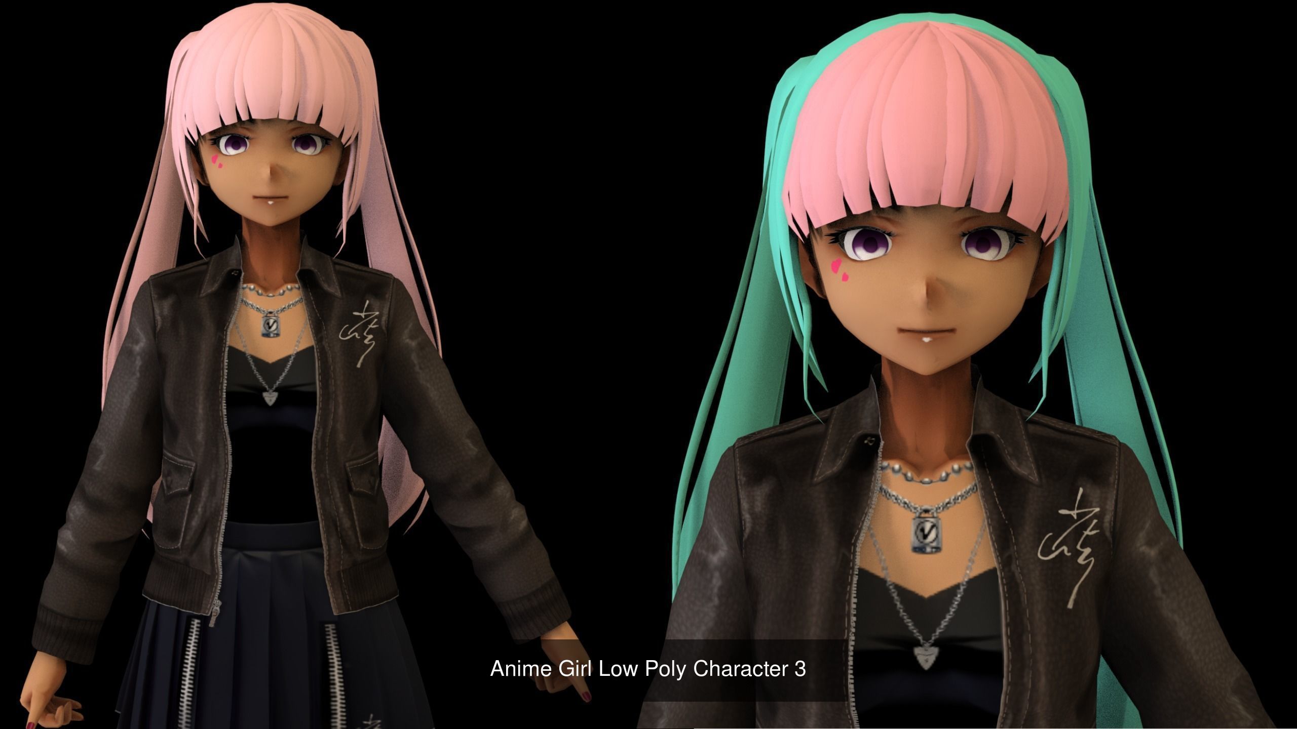 13 Anime Low Poly Characters GIGAPack 3D Model Collection_1