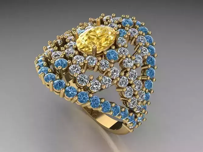 Oval multi diamond ring  514