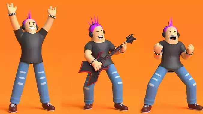Minimal Punk Guy 3D Cartoon Character