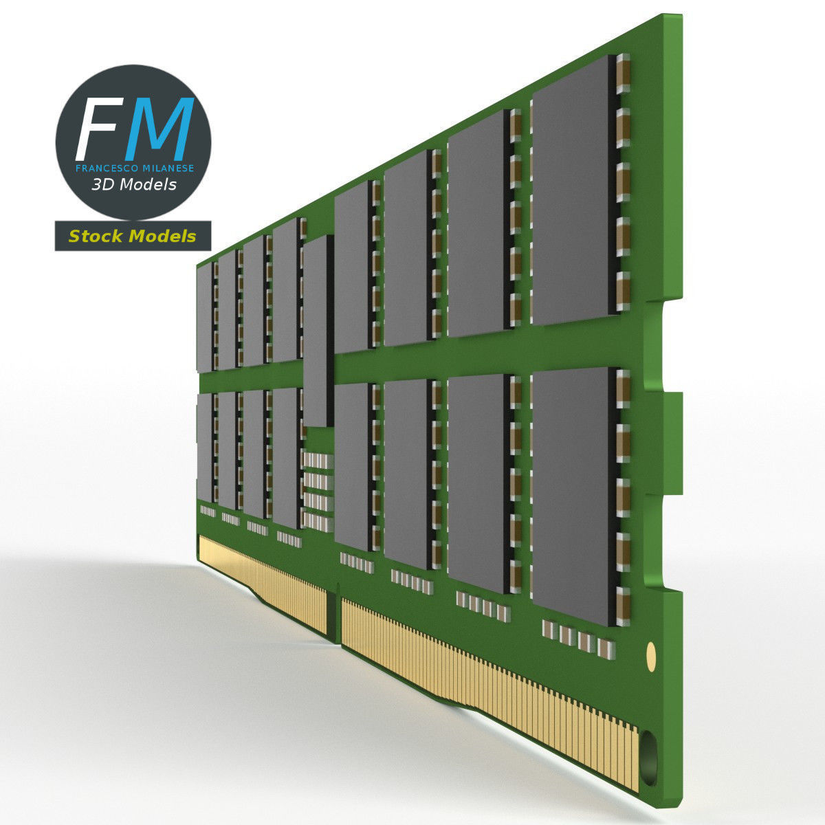 DDR5 RAM memory module 1 3D model_4