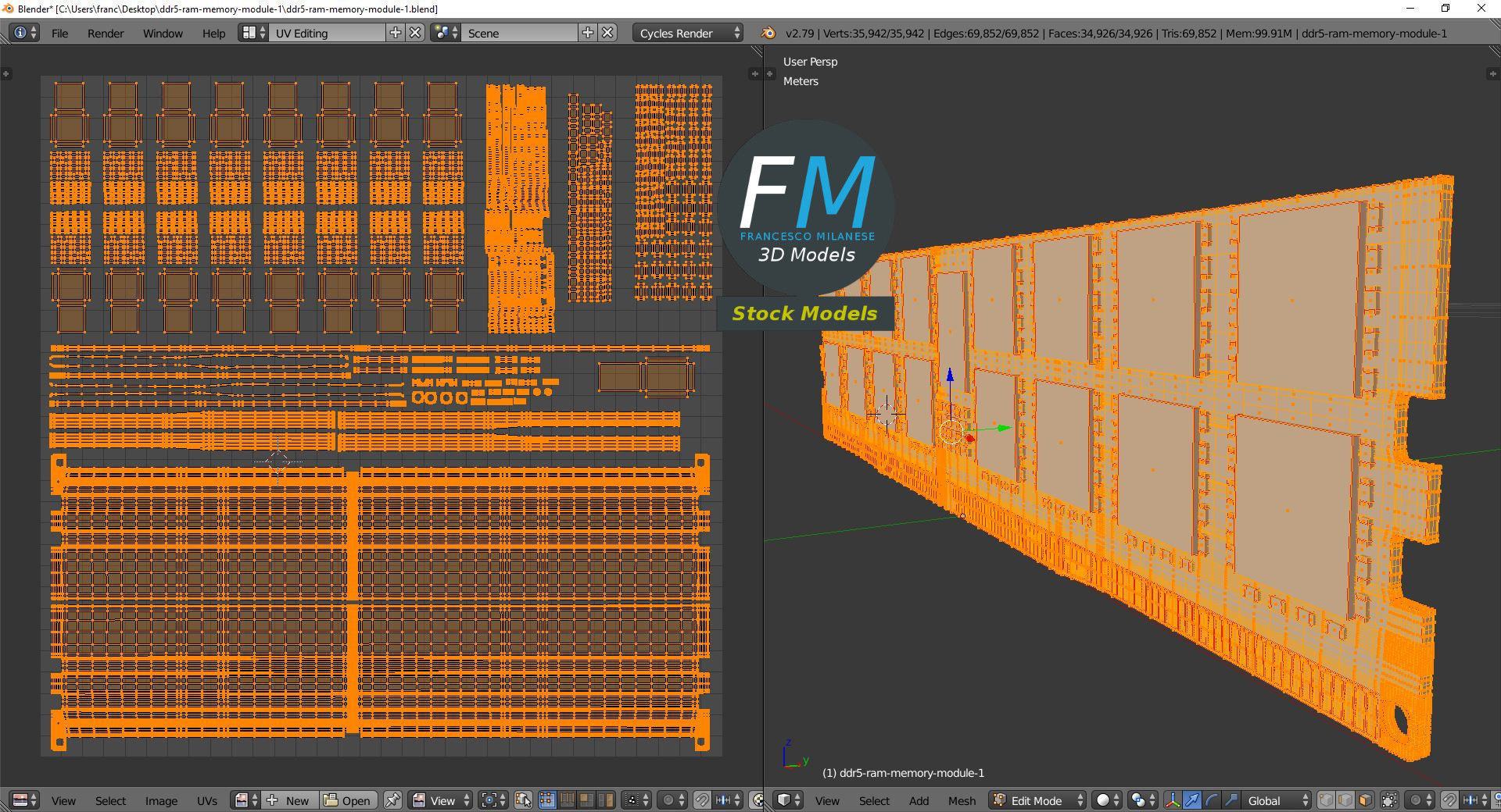 DDR5 RAM memory module 1 3D model_10