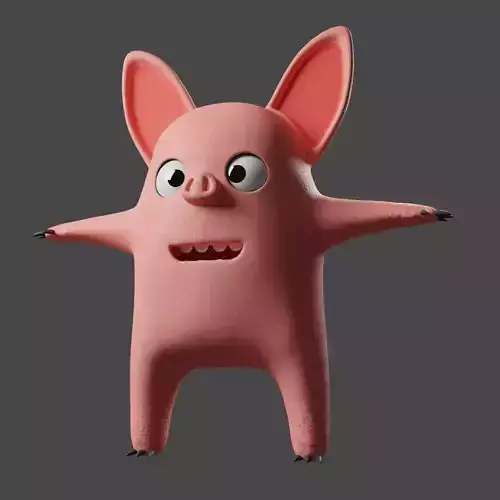Pig Character with Modeling and Ringing