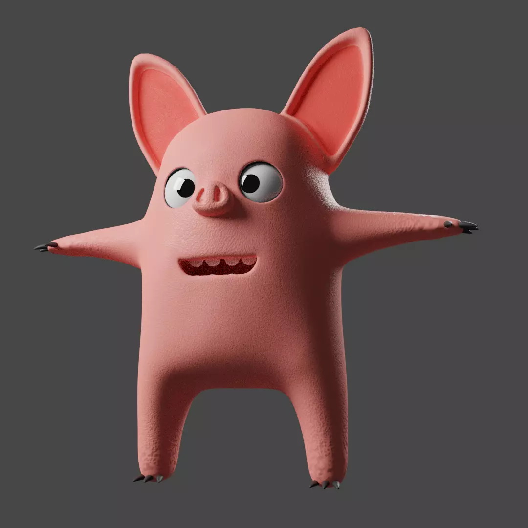 Pig Character with Modeling and Ringing Low-poly 3D model_0