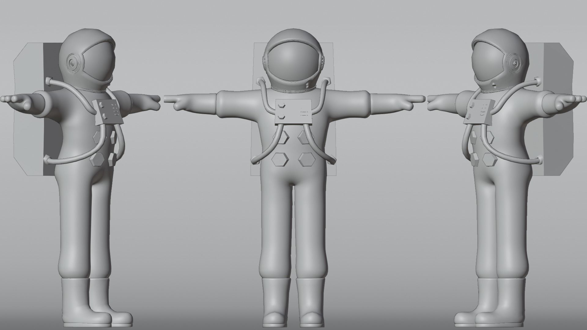 Minimal Astronaut 3D Cartoon Character 3D model_8