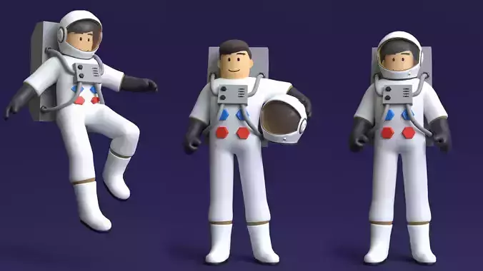 Minimal Astronaut 3D Cartoon Character