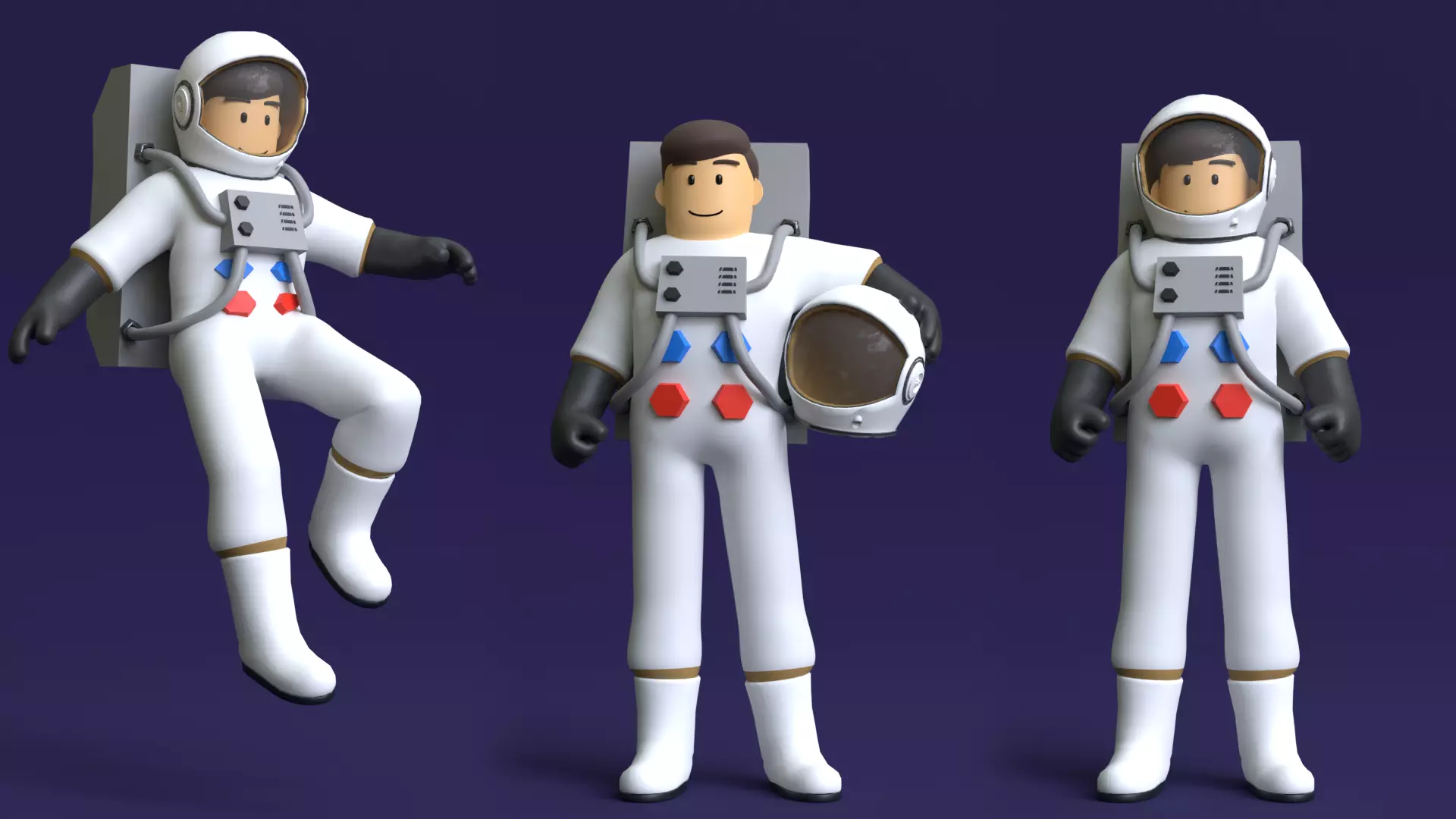 Minimal Astronaut 3D Cartoon Character 3D model_0