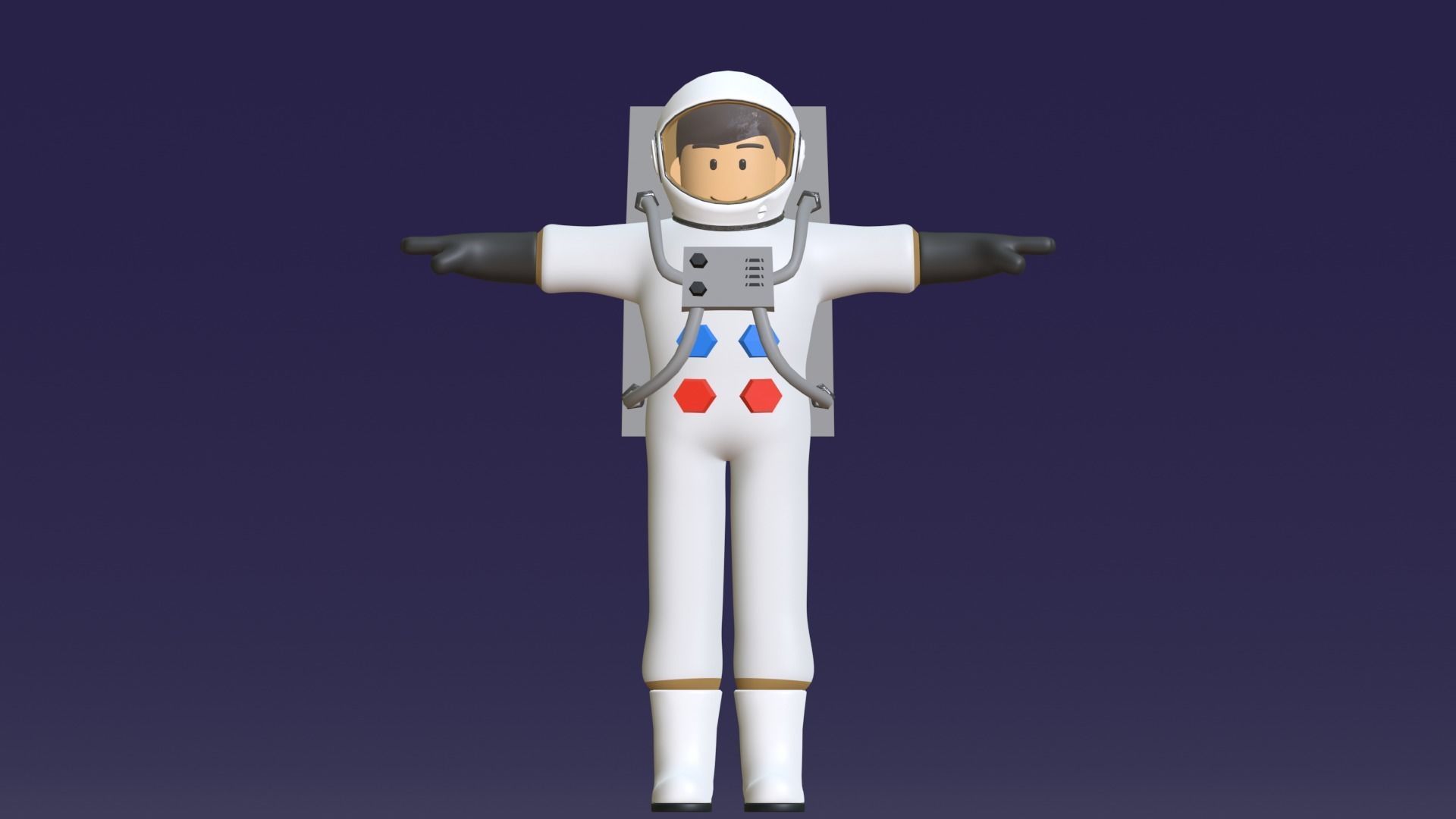 Minimal Astronaut 3D Cartoon Character 3D model_14