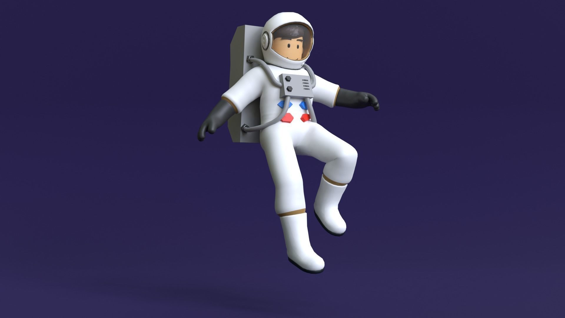 Minimal Astronaut 3D Cartoon Character 3D model_2
