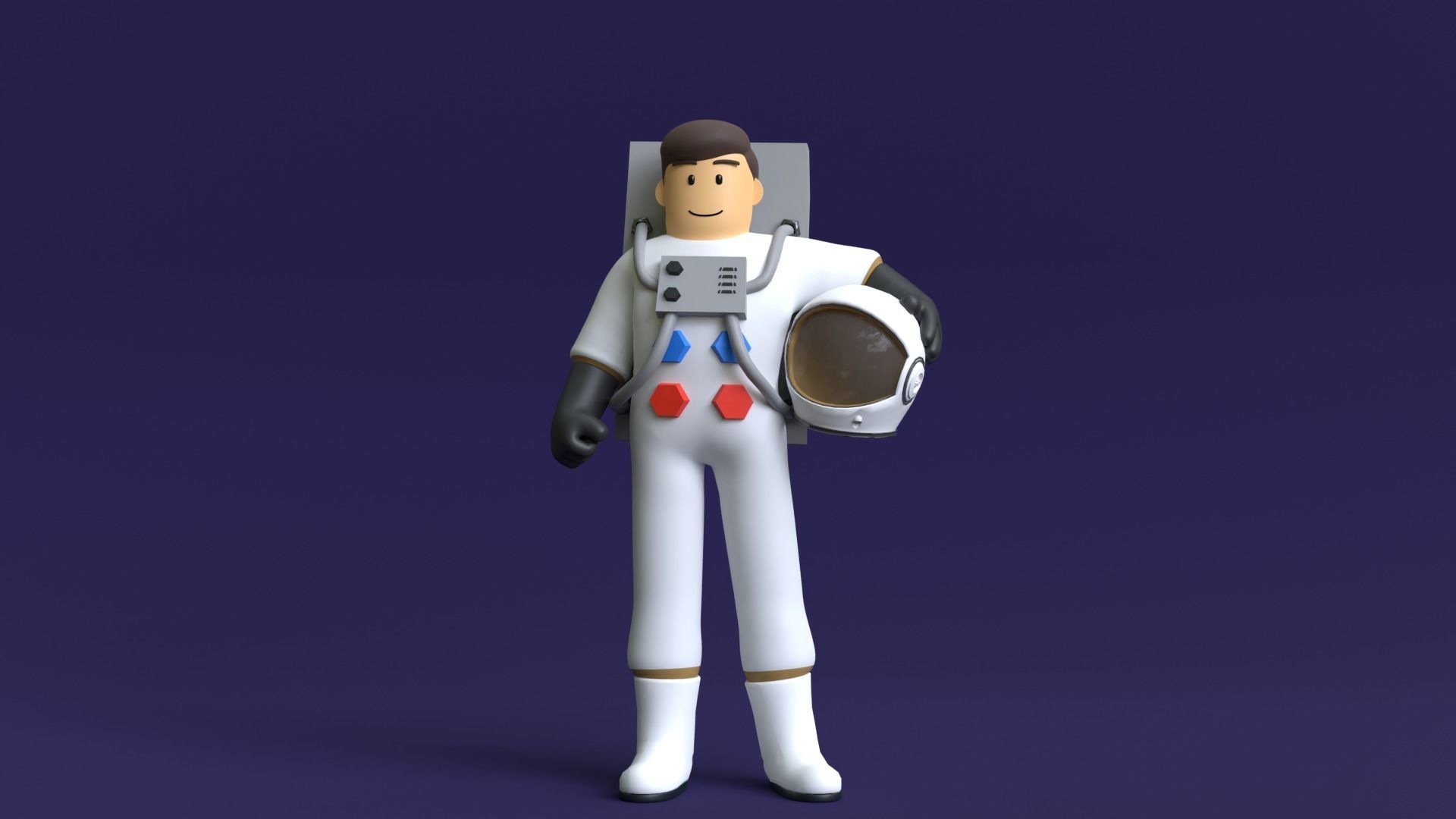 Minimal Astronaut 3D Cartoon Character 3D model_3