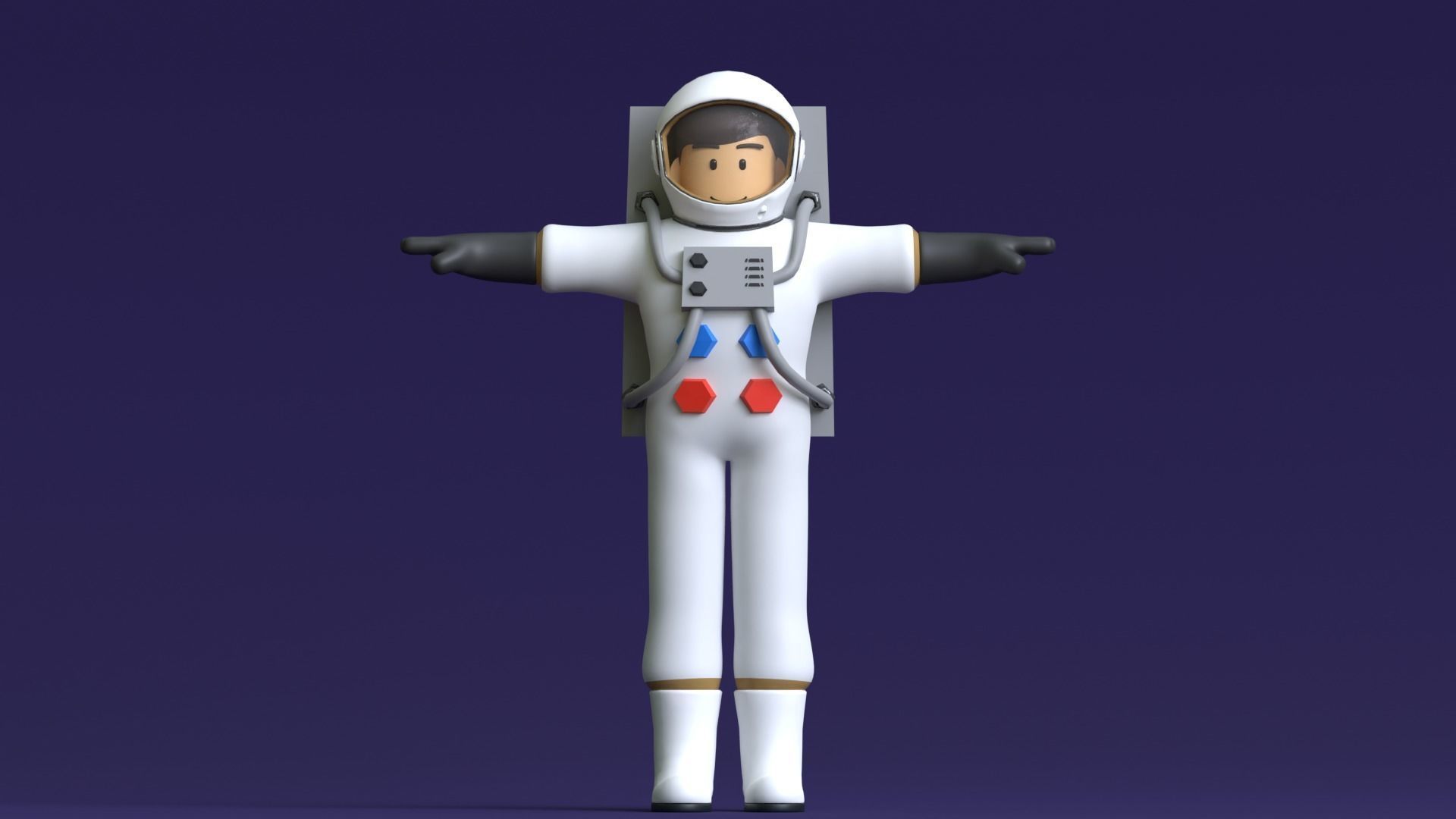 Minimal Astronaut 3D Cartoon Character 3D model_10