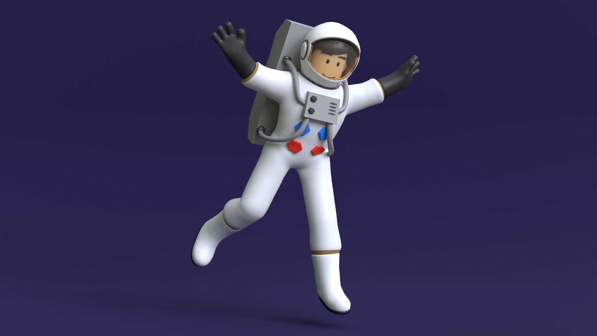Minimal Astronaut 3D Cartoon Character 3D model_5