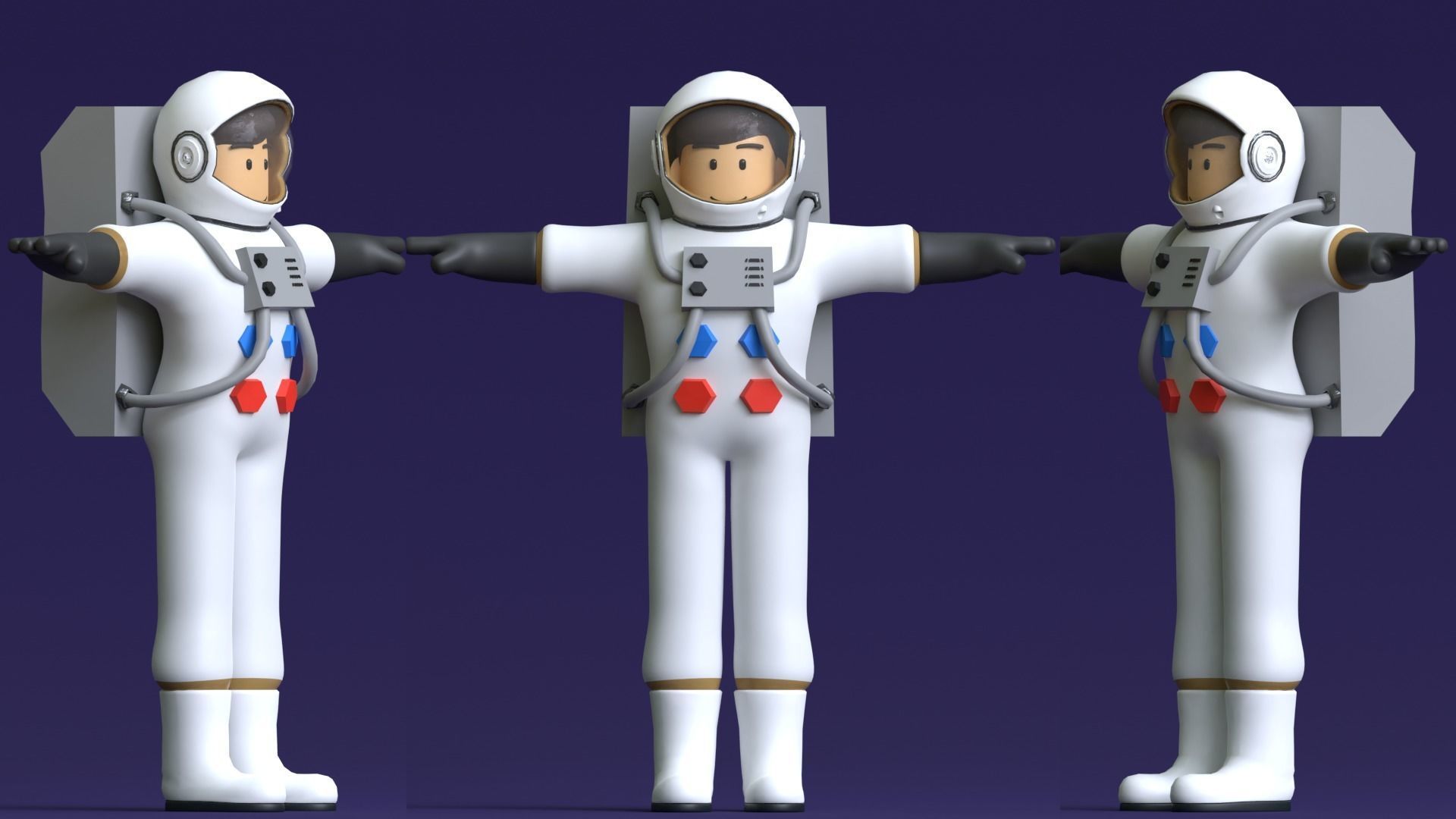 Minimal Astronaut 3D Cartoon Character 3D model_6