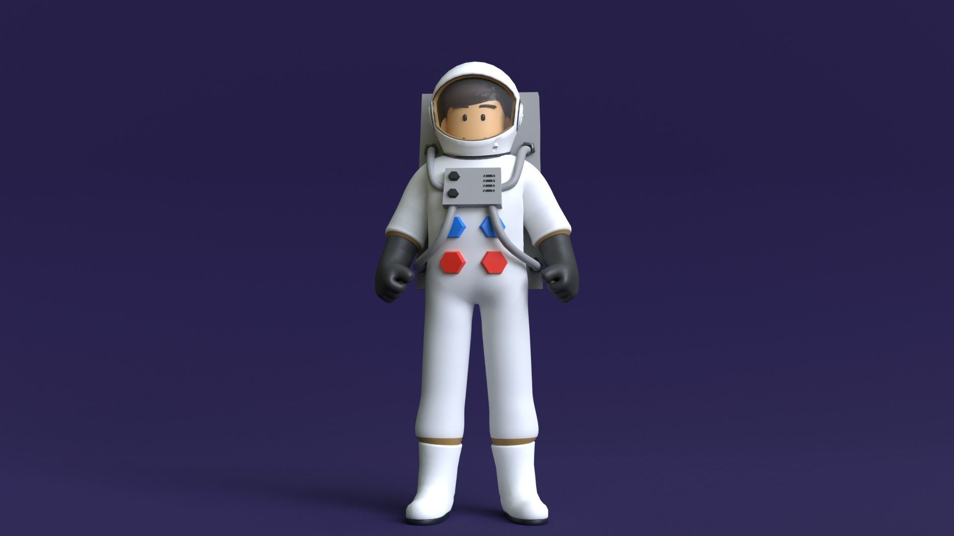 Minimal Astronaut 3D Cartoon Character 3D model_4