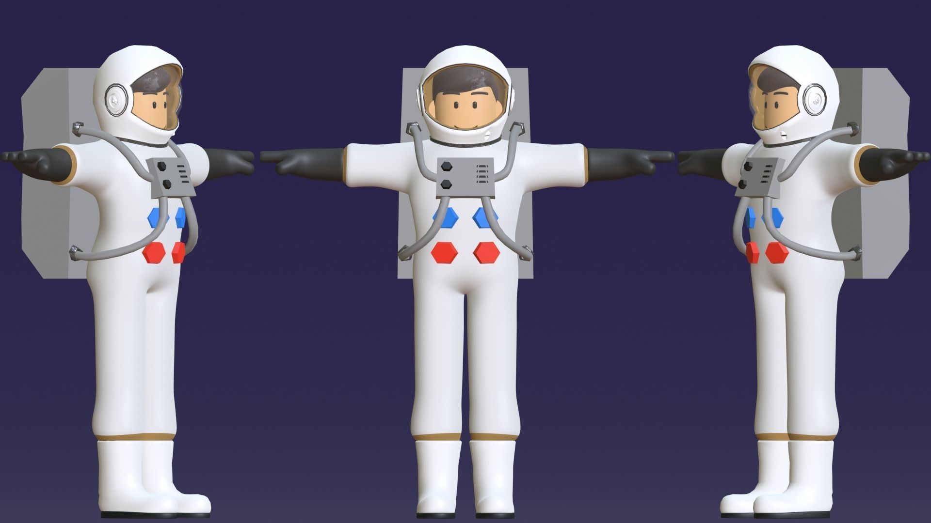 Minimal Astronaut 3D Cartoon Character 3D model_7