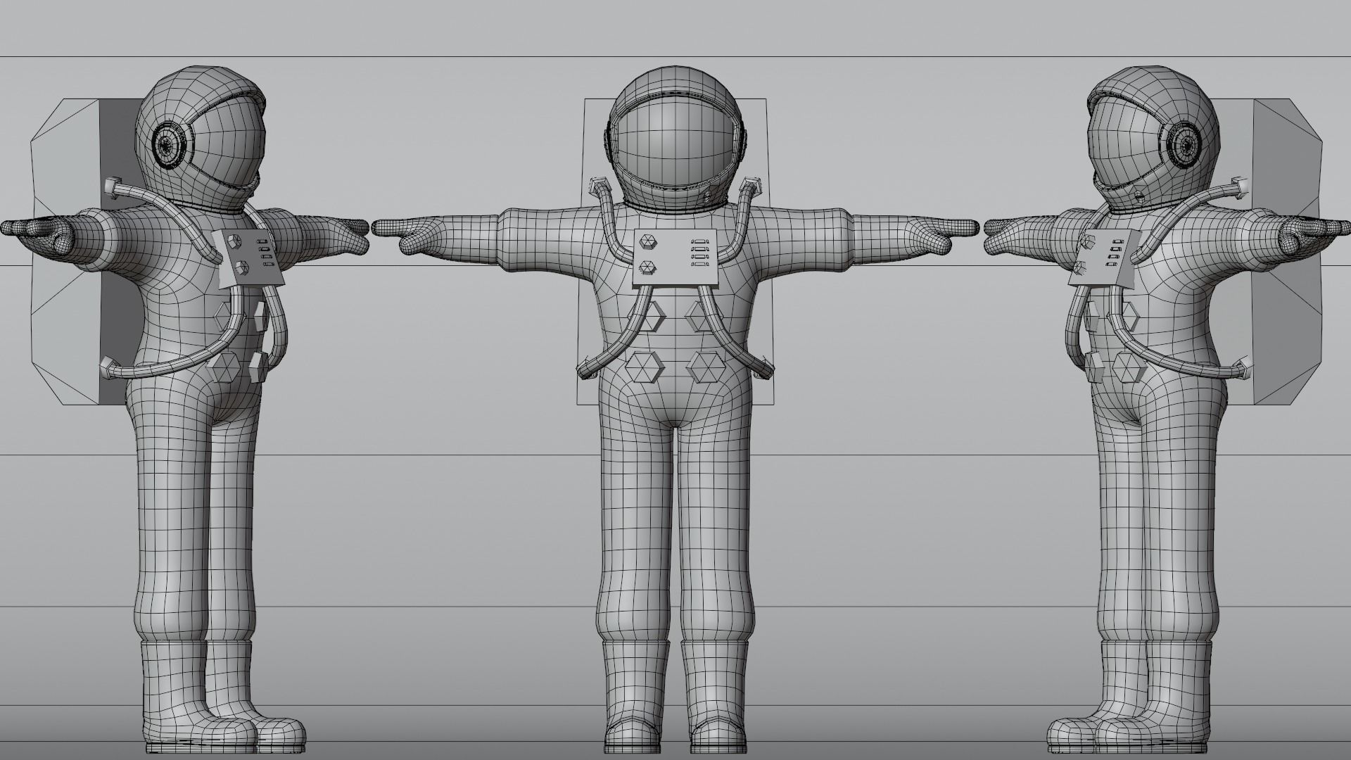 Minimal Astronaut 3D Cartoon Character 3D model_9