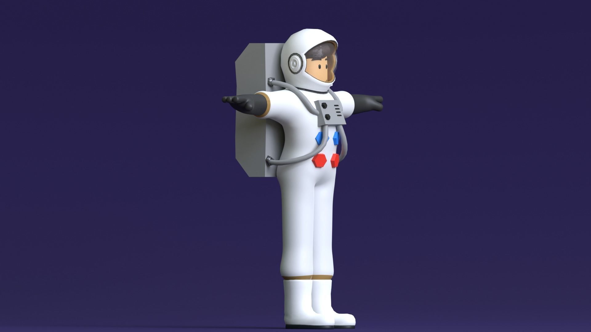 Minimal Astronaut 3D Cartoon Character 3D model_30